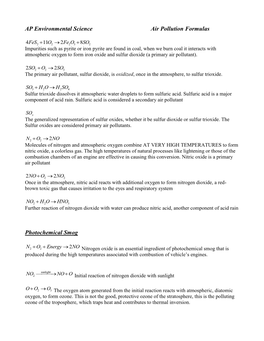 AP Environmental Science Air Pollution Formulas