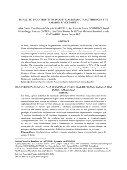 Impacted Biodiversity by Industrial Piramutaba Fishing in the Amazon River Mouth