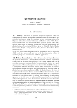 Quantum Groups 1