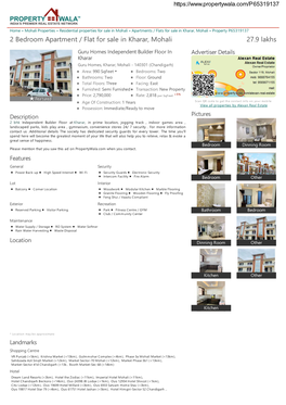 2 Bedroom Apartment / Flat for Sale in Kharar, Mohali (P65319137