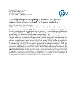 Anisotropy of Magnetic Susceptibility of Pleistocene Loess-Paleosol Sequences from Ukraine and Its Paleoenvironment Implications