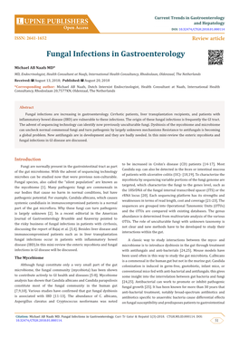 Fungal Infections in Gastroenterology