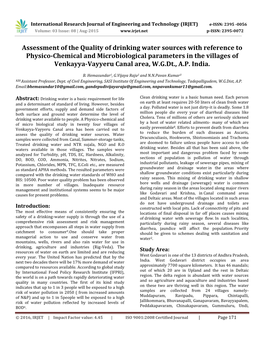 Assessment of the Quality of Drinking Water Sources with Reference To