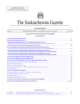 Gazette Part I, March 12, 2021