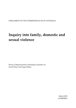 Report of the Inquiry Into Family, Domestic and Sexual Violence