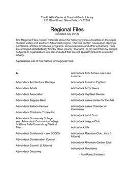 Regional Files (Updated July 2018)