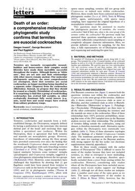 Death of an Order: Monophyletic Termitesccockroaches