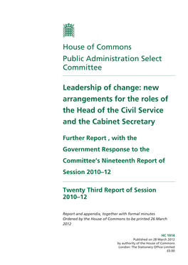 House of Commons Public Administration Select Committee