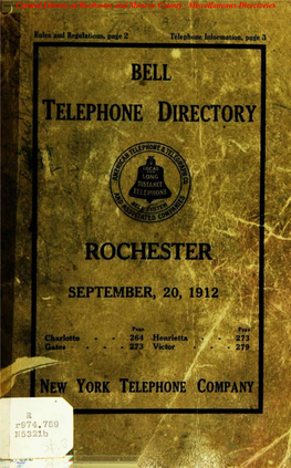 Bell Telephone Directory Rochester