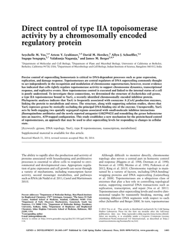 Direct Control of Type IIA Topoisomerase Activity by a Chromosomally Encoded Regulatory Protein