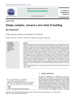 Simply Complex, Toward a New Kind of Building