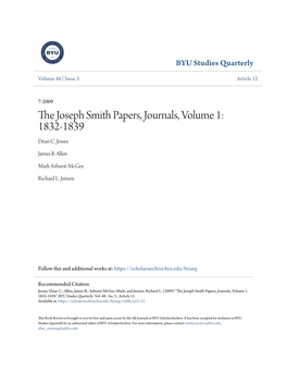 The Joseph Smith Papers, Journals, Volume 1: 1832-1839