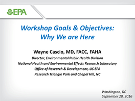 Workshop Goals & Objectives