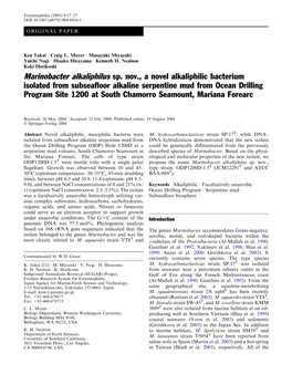 Marinobacter Alkaliphilus Sp. Nov., a Novel Alkaliphilic Bacterium Isolated