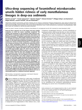 Ultra-Deep Sequencing of Foraminiferal Microbarcodes Unveils Hidden Richness of Early Monothalamous Lineages in Deep-Sea Sediments