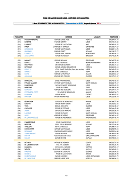 Role De Garde Grand Liege - Liste Des 30 Pancartes