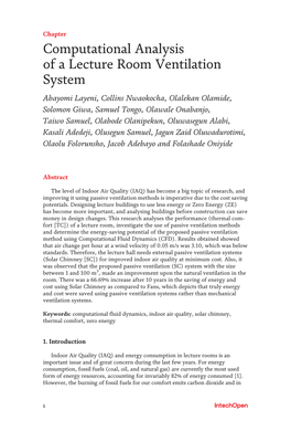 Computational Analysis of a Lecture Room Ventilation System