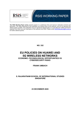 Eu Policies on Huawei and 5G Wireless Networks Economic–Technological Opportunities Vs Cybersecurity Risks