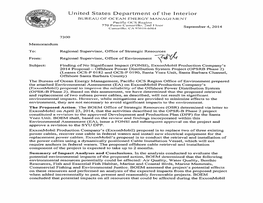 United States Department of the Interior BUREAU of OCEAN ENERGY MANAGEMENT Pacificocs Region F Our P !‘‘ U September 4, 2014 ( Amarillo