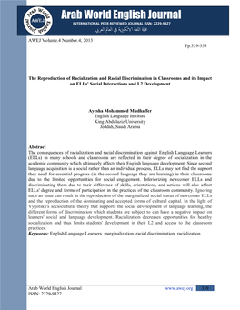 The Reproduction of Racialization and Racial Discrimination in Classrooms and Its Impact on Ells' Social Interactions and L2 Development