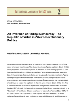 An Inversion of Radical Democracy: the Republic of Virtue in Žižek's