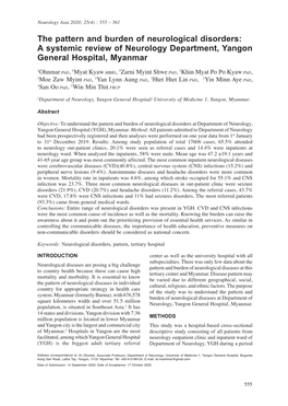 A Systemic Review of Neurology Department, Yangon General Hospital, Myanmar