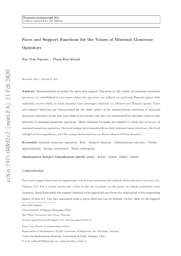 Arxiv:1911.04892V2 [Math.FA] 21 Feb 2020 Lnso Htst H Aeascae Ihagvndirectio Given a with Associated Face the Set