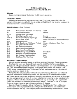 TNPS Board Meeting 1-7-17