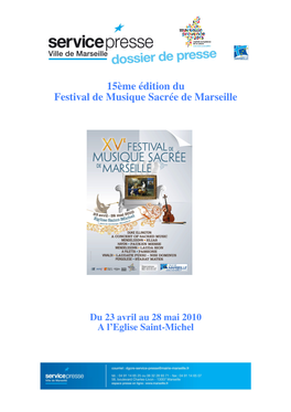 15Ème Édition Du Festival De Musique Sacrée De Marseille