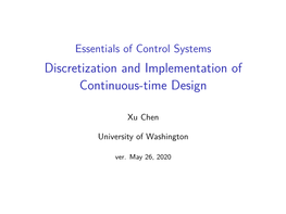 Discretization and Digital Control