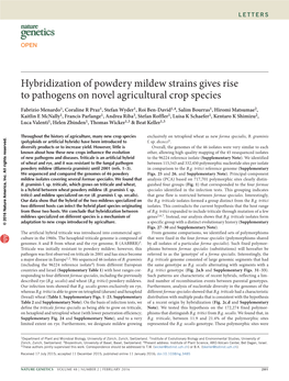 Hybridization of Powdery Mildew Strains Gives Rise to Pathogens on Novel Agricultural Crop Species