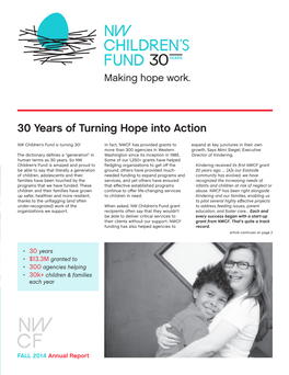 30 Years of Turning Hope Into Action