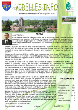 AU SOMMAIRE Bulletin D'information N° 94 — Juillet 2020