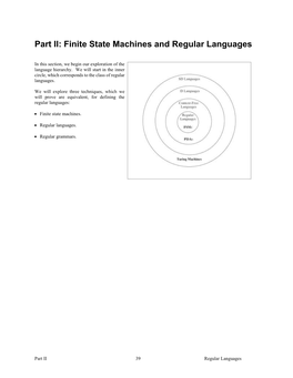 Part II: Finite State Machines and Regular Languages