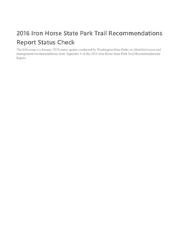 G. 2016 Iron Horse State Park Trail Recommendations Report Status