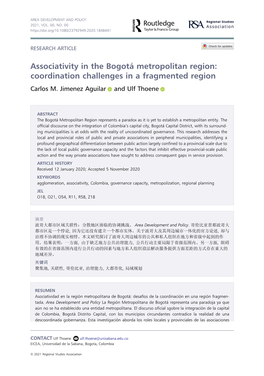 Associativity in the Bogotá Metropolitan Region: Coordination Challenges in a Fragmented Region Carlos M