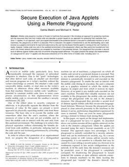 Secure Execution of Java Applets Using a Remote Playground