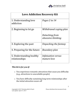 Love Addiction Recovery Kit