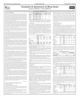 Companhia De Saneamento De Minas Gerais Inscrição No CNPJ.MF Nº 17.281.106/0001-03 1 De 16 RELATÓRIO DA ADMINISTRAÇÃO