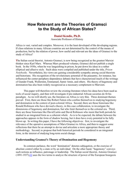 How Relevant Are the Theories of Gramsci to the Study of African States?