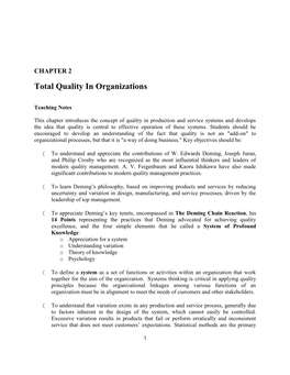 Total Quality in Organizations