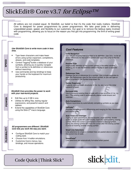 Slickedit® Core V3.7 for Eclipse™