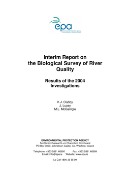 Interim Report on the Biological Survey of River Quality