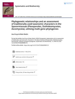 Phylogenetic Relationships and an Assessment of Traditionally Used