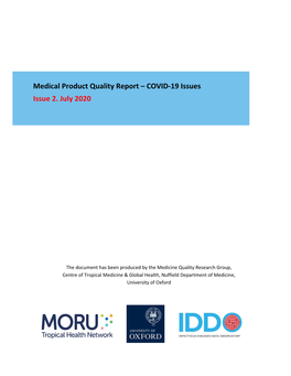 Medical Product Quality Report – COVID‐19 Issues Issue 2