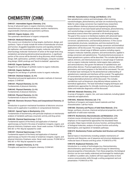 Chemistry (CHM) 1