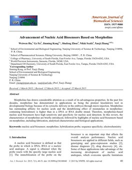 Advancement of Nucleic Acid Biosensors Based on Morpholino