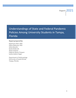 Understandings of State and Federal Pandemic Policies Among University Students in Tampa, Florida