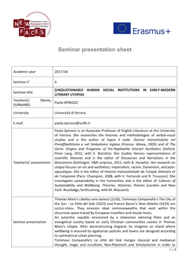 Seminar Presentation Sheet