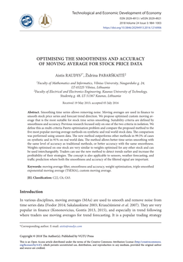 Optimising the Smoothness and Accuracy of Moving Average for Stock Price Data